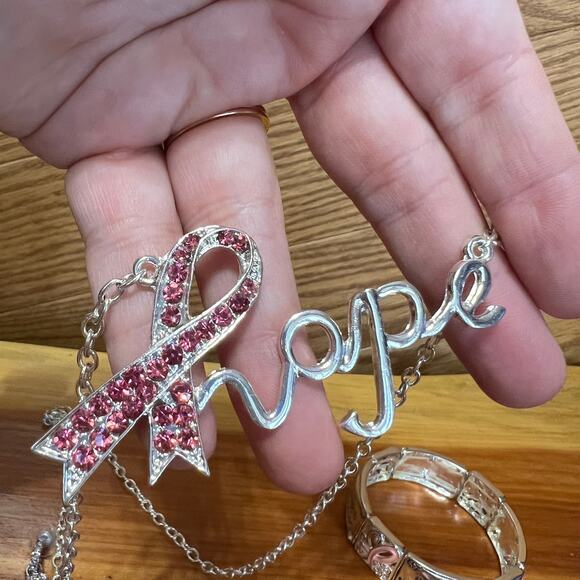 Vintage Lot Hope Pink Ribbon Cancer Awareness Support Fashion Jewelry 16 Pieces - Picture 3 of 13